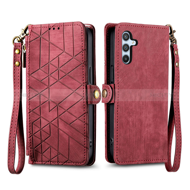 Custodia Portafoglio In Pelle Cover con Supporto S17D per Samsung Galaxy A34 5G Rosso