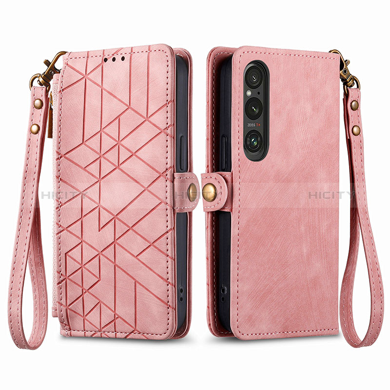 Custodia Portafoglio In Pelle Cover con Supporto S17D per Sony Xperia 1 V