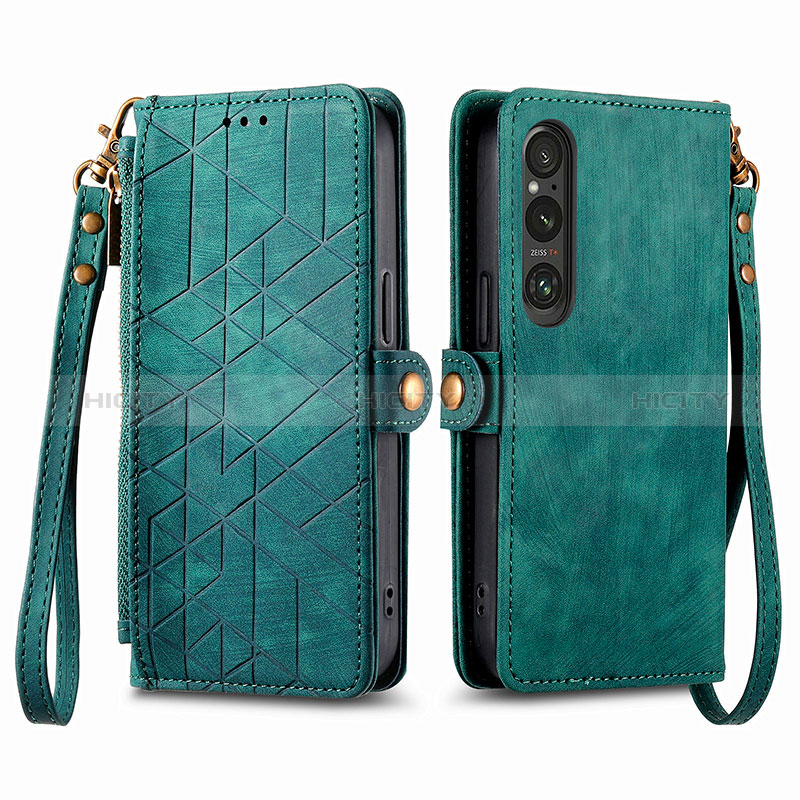 Custodia Portafoglio In Pelle Cover con Supporto S17D per Sony Xperia 1 V