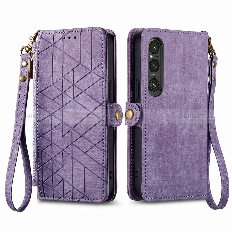 Custodia Portafoglio In Pelle Cover con Supporto S17D per Sony Xperia 1 V