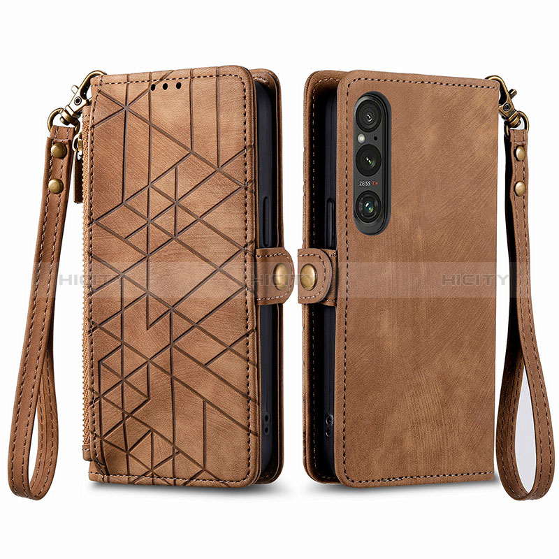 Custodia Portafoglio In Pelle Cover con Supporto S17D per Sony Xperia 1 V