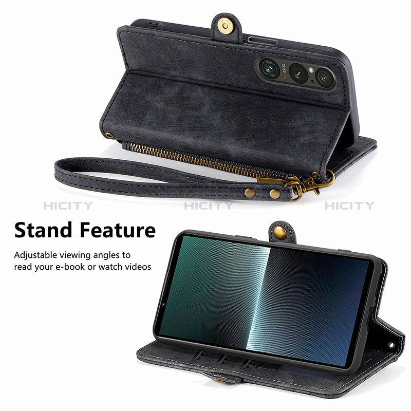 Custodia Portafoglio In Pelle Cover con Supporto S17D per Sony Xperia 1 V