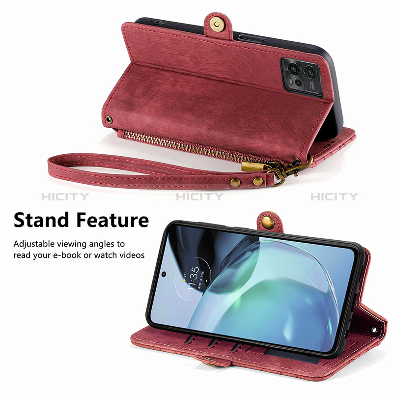 Custodia Portafoglio In Pelle Cover con Supporto S18D per Motorola Moto G72