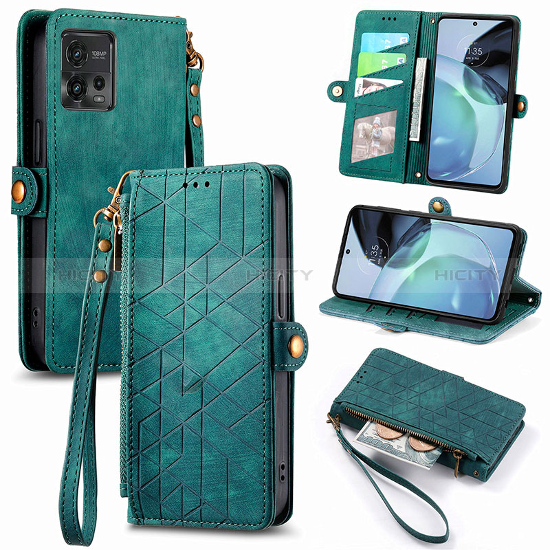 Custodia Portafoglio In Pelle Cover con Supporto S18D per Motorola Moto G72