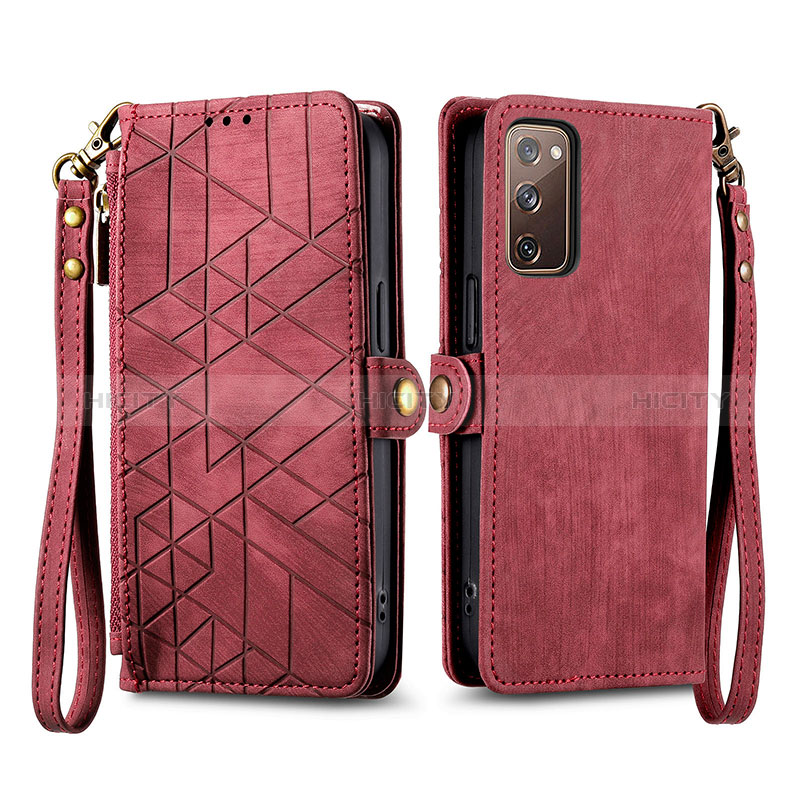 Custodia Portafoglio In Pelle Cover con Supporto S18D per Samsung Galaxy S20 FE 4G Rosso