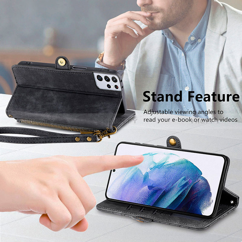 Custodia Portafoglio In Pelle Cover con Supporto S18D per Samsung Galaxy S22 Ultra 5G