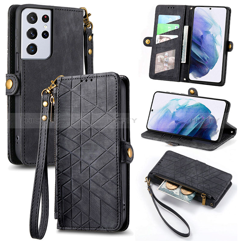 Custodia Portafoglio In Pelle Cover con Supporto S18D per Samsung Galaxy S22 Ultra 5G