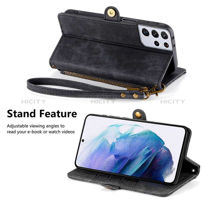 Custodia Portafoglio In Pelle Cover con Supporto S18D per Samsung Galaxy S22 Ultra 5G