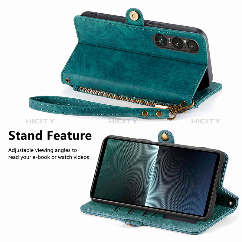 Custodia Portafoglio In Pelle Cover con Supporto S18D per Sony Xperia 1 V