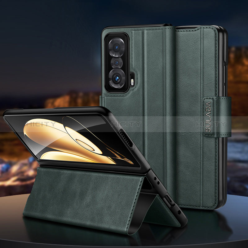 Custodia Portafoglio In Pelle Cover con Supporto SD1 per Huawei Honor Magic V 5G Verde