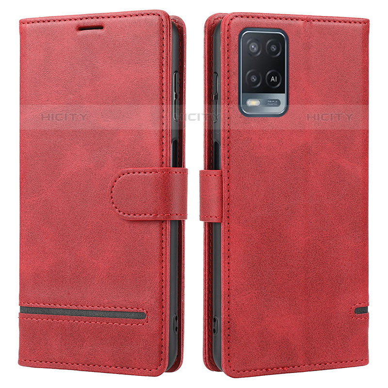 Custodia Portafoglio In Pelle Cover con Supporto SY1 per Oppo A54 4G Rosso