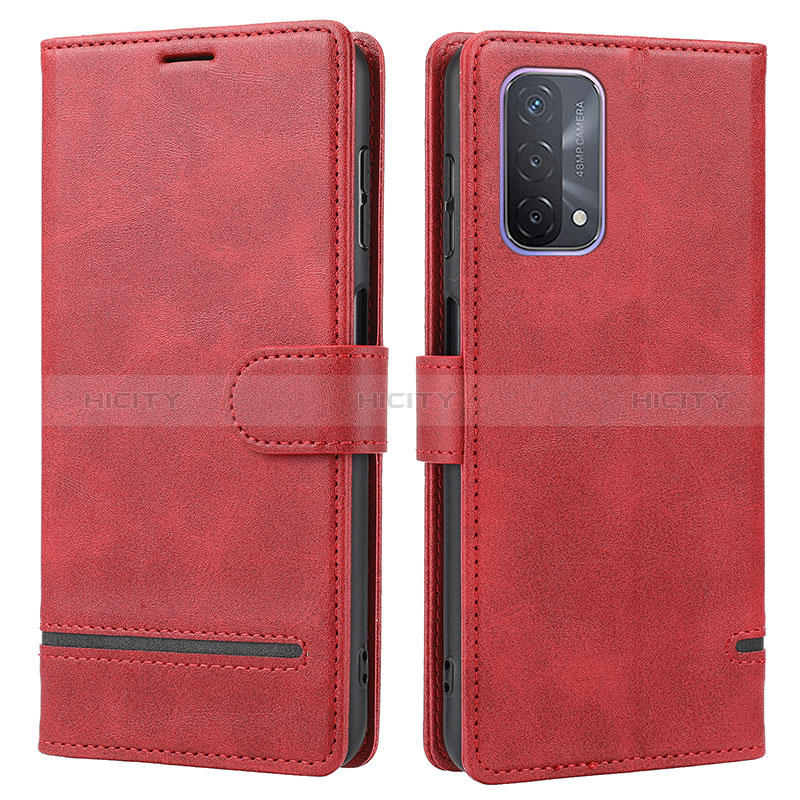 Custodia Portafoglio In Pelle Cover con Supporto SY1 per Oppo A54 5G Rosso