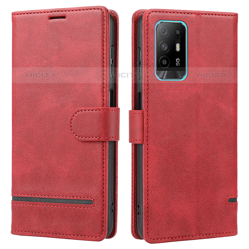 Custodia Portafoglio In Pelle Cover con Supporto SY1 per Oppo A95 5G Rosso