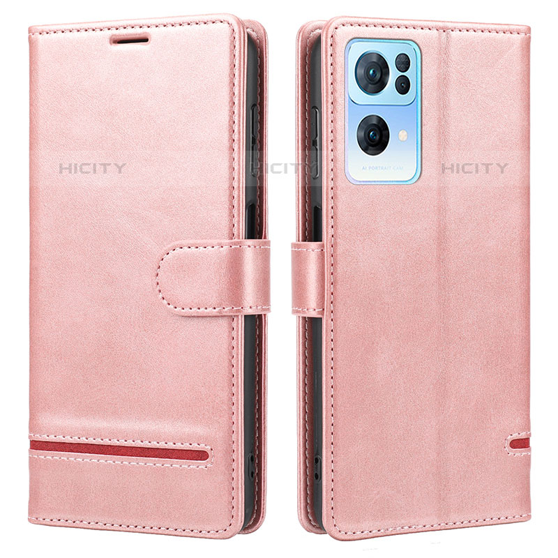 Custodia Portafoglio In Pelle Cover con Supporto SY1 per Oppo Reno7 Pro 5G Rosa