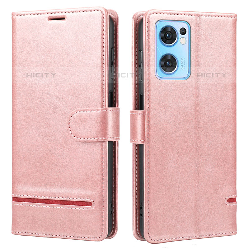 Custodia Portafoglio In Pelle Cover con Supporto SY1 per Oppo Reno7 SE 5G Rosa