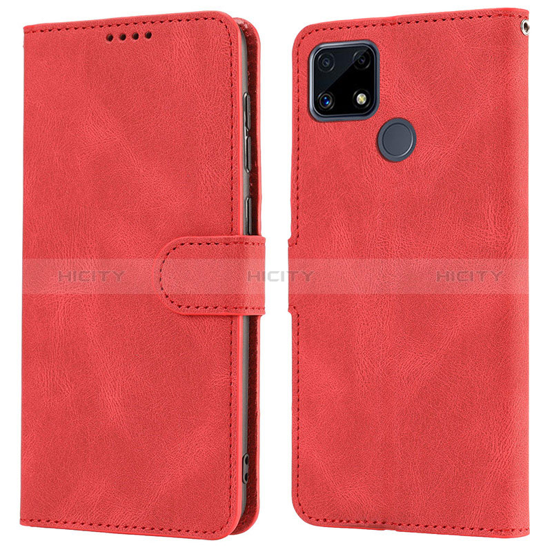 Custodia Portafoglio In Pelle Cover con Supporto SY1 per Realme C12 Rosso