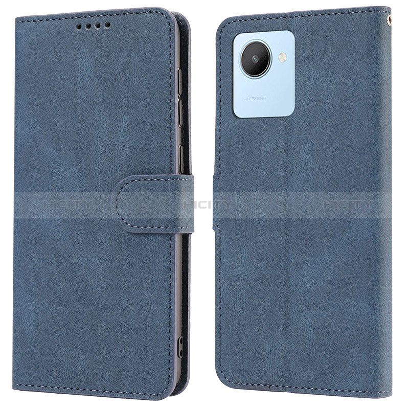 Custodia Portafoglio In Pelle Cover con Supporto SY1 per Realme C30 Blu