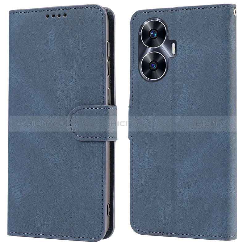 Custodia Portafoglio In Pelle Cover con Supporto SY1 per Realme C55 Blu