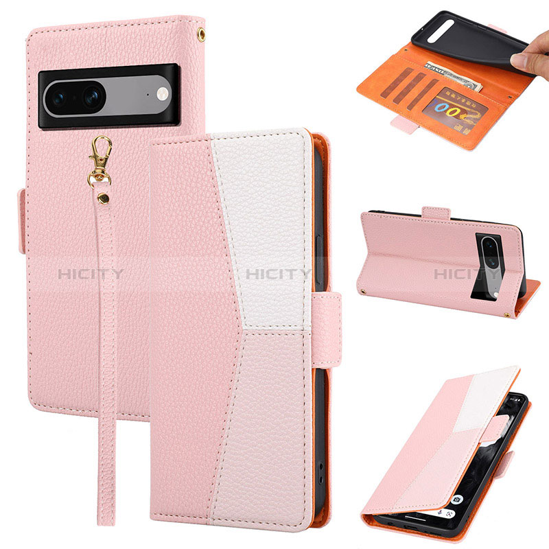 Custodia Portafoglio In Pelle Cover con Supporto SY2 per Google Pixel 7 5G Rosa