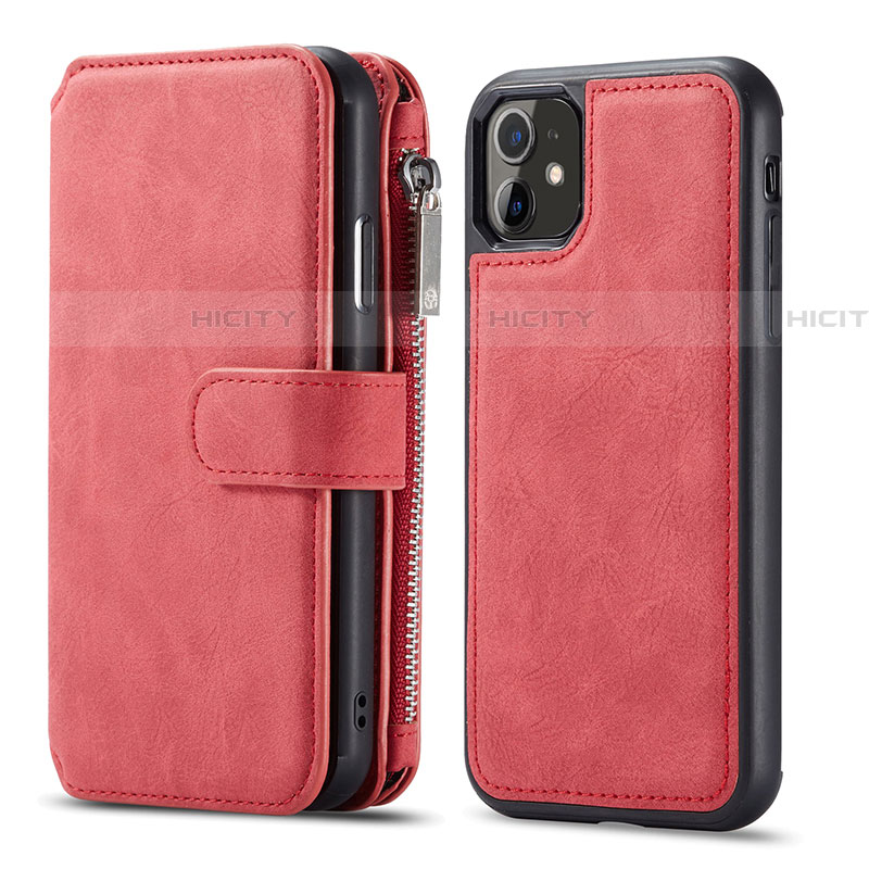 Custodia Portafoglio In Pelle Cover con Supporto T01 per Apple iPhone 11 Rosso