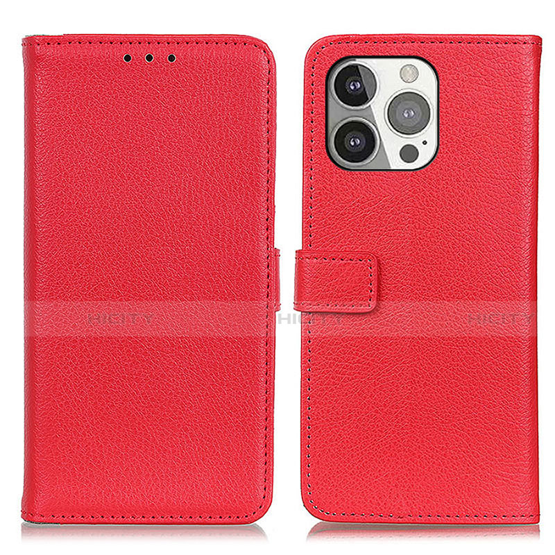 Custodia Portafoglio In Pelle Cover con Supporto T01 per Apple iPhone 13 Pro Rosso