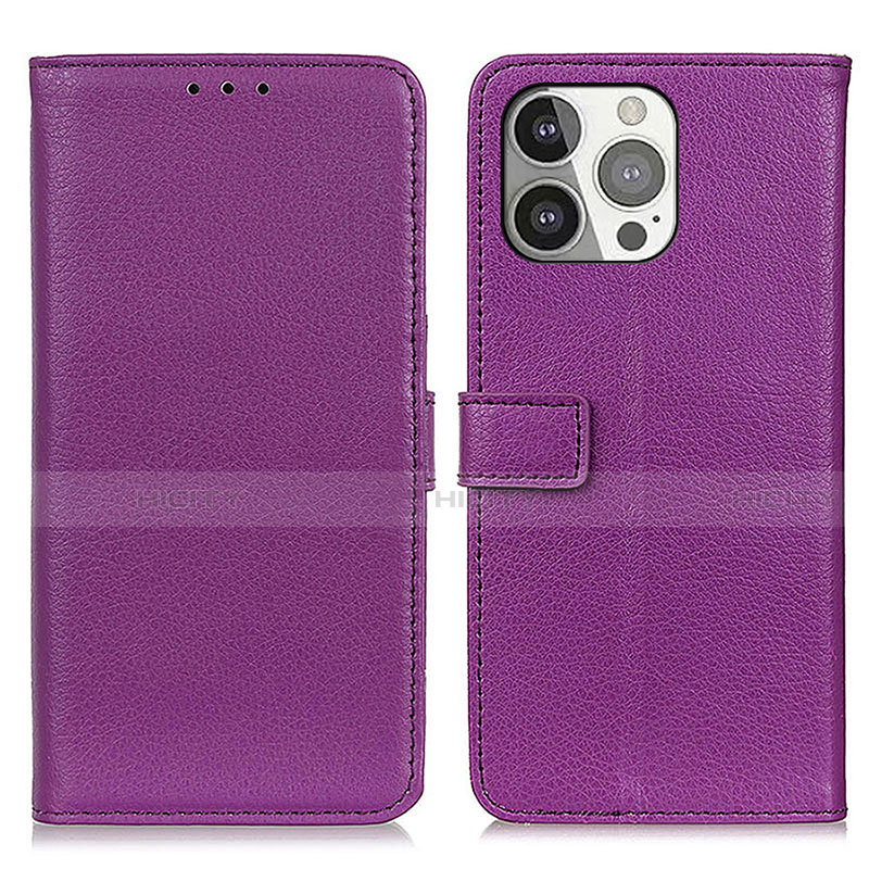 Custodia Portafoglio In Pelle Cover con Supporto T01 per Apple iPhone 15 Pro Viola