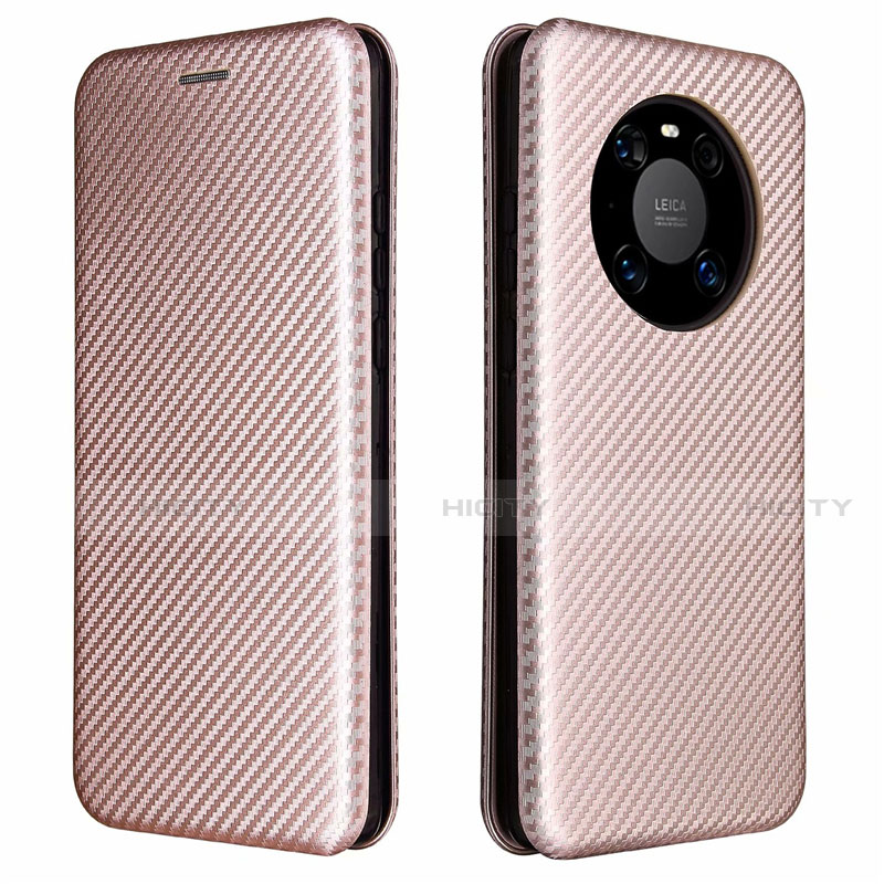 Custodia Portafoglio In Pelle Cover con Supporto T01 per Huawei Mate 40 Oro Rosa