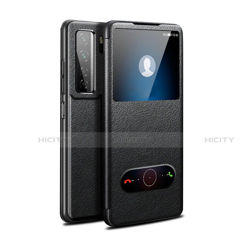 Custodia Portafoglio In Pelle Cover con Supporto T01 per Huawei Nova 7 SE 5G Nero