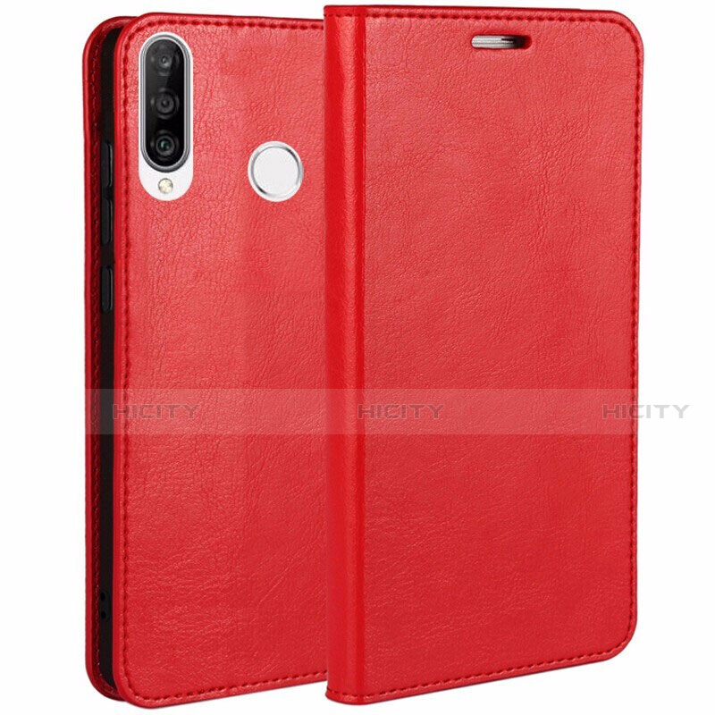 Custodia Portafoglio In Pelle Cover con Supporto T01 per Huawei P30 Lite Rosso