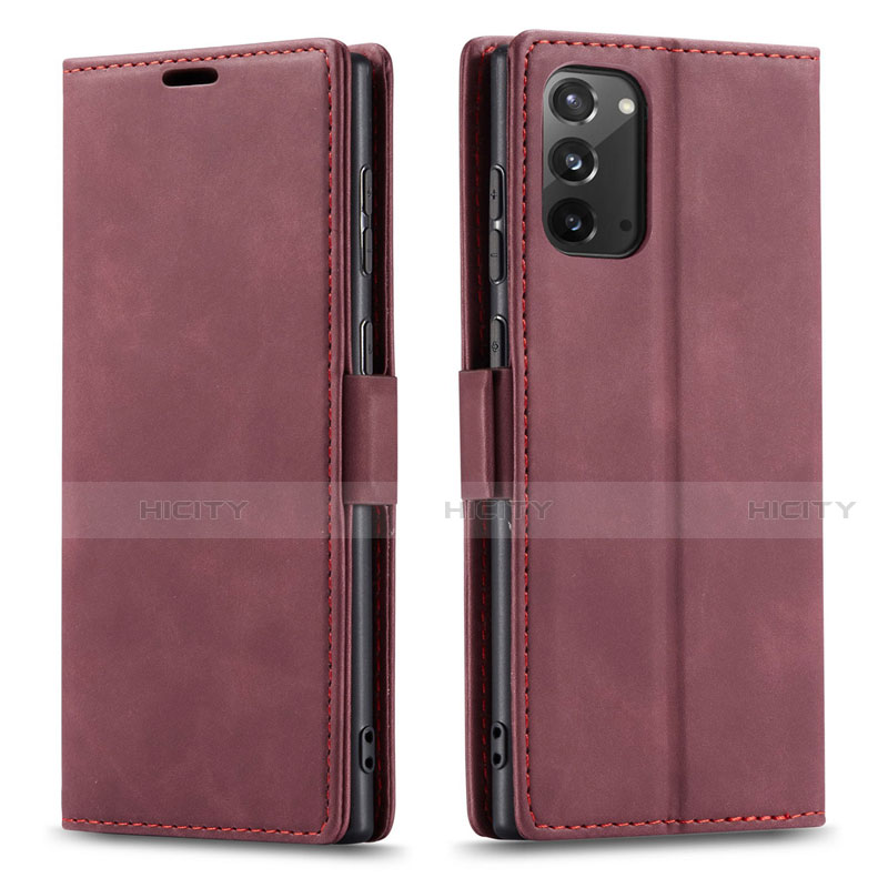 Custodia Portafoglio In Pelle Cover con Supporto T01 per Samsung Galaxy Note 20 5G Rosso Rosa