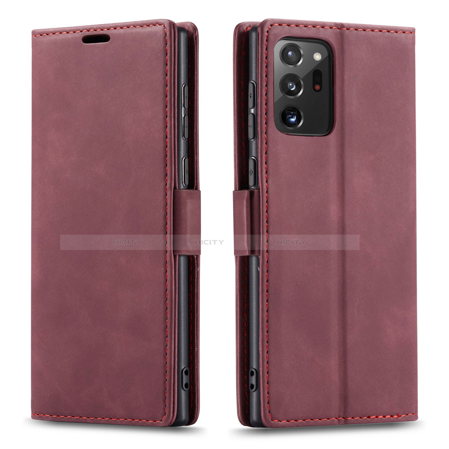 Custodia Portafoglio In Pelle Cover con Supporto T01 per Samsung Galaxy Note 20 Ultra 5G Rosso Rosa