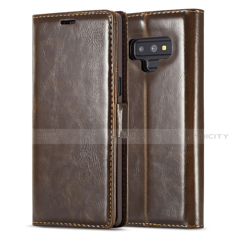 Custodia Portafoglio In Pelle Cover con Supporto T01 per Samsung Galaxy Note 9 Marrone