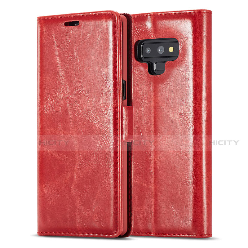 Custodia Portafoglio In Pelle Cover con Supporto T01 per Samsung Galaxy Note 9 Rosso