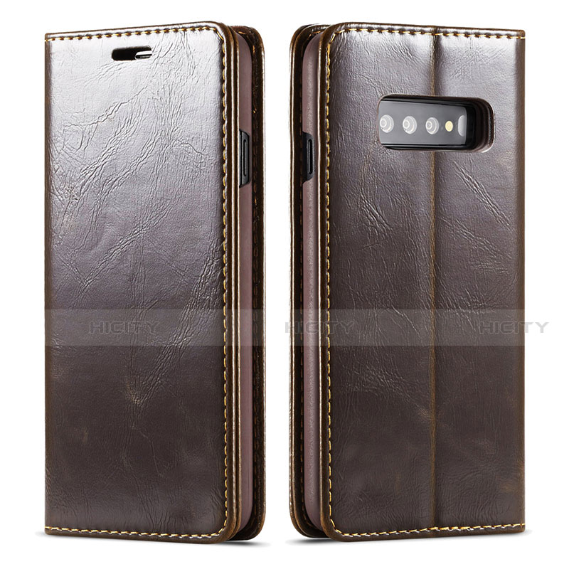 Custodia Portafoglio In Pelle Cover con Supporto T01 per Samsung Galaxy S10 5G Marrone