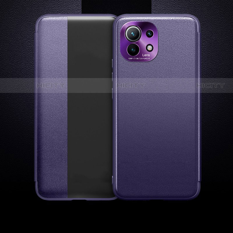 Custodia Portafoglio In Pelle Cover con Supporto T01 per Xiaomi Mi 11 Lite 4G Viola