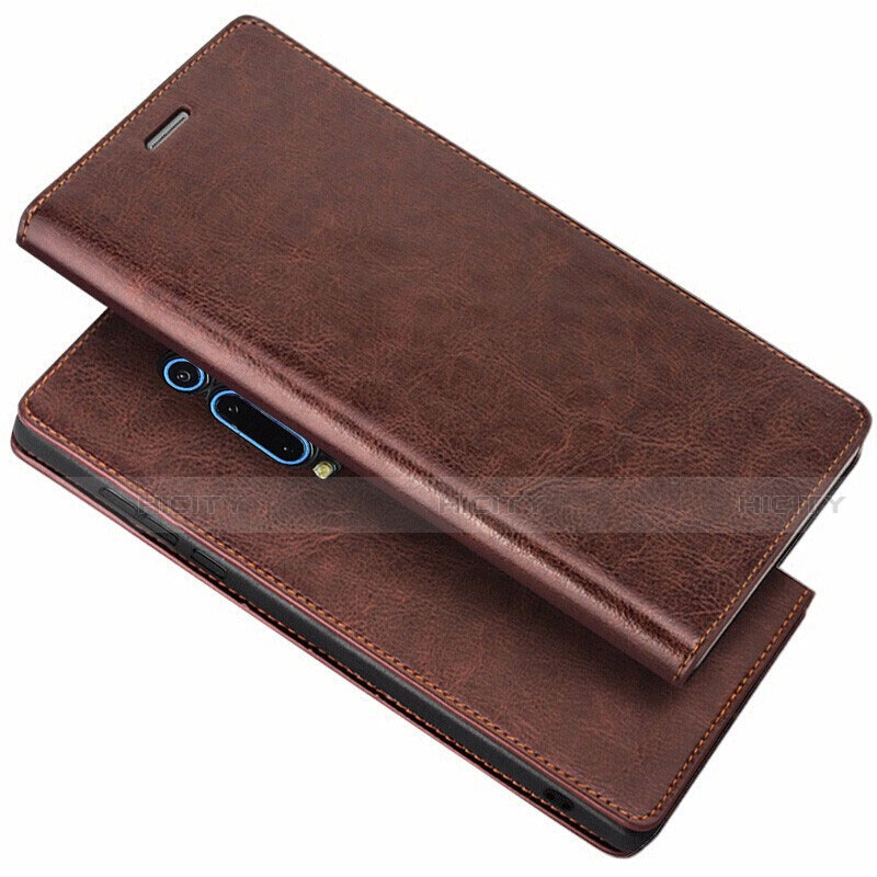 Custodia Portafoglio In Pelle Cover con Supporto T01 per Xiaomi Mi 9T Marrone