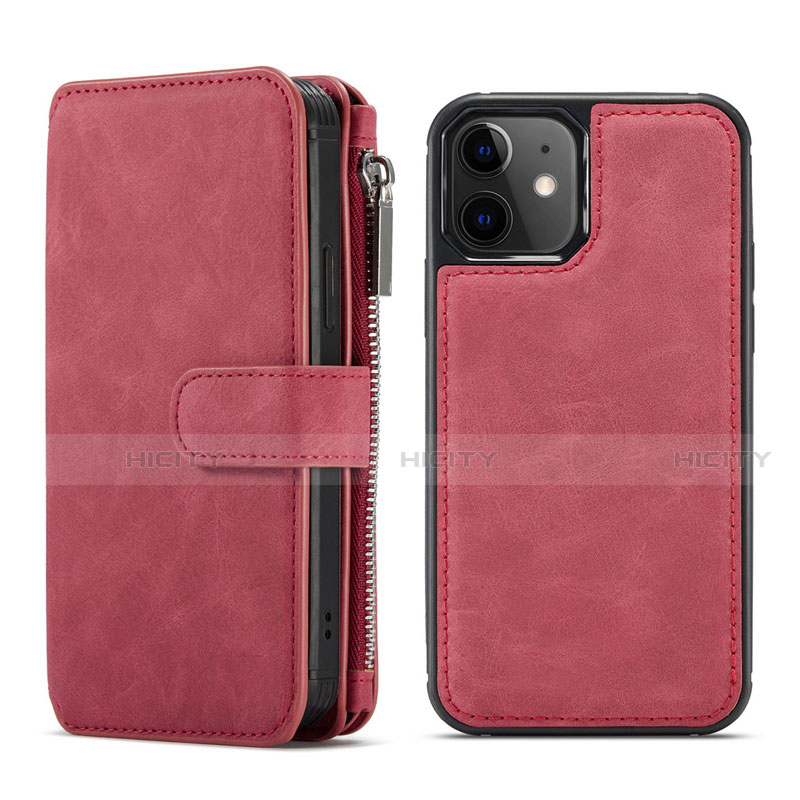 Custodia Portafoglio In Pelle Cover con Supporto T02 per Apple iPhone 12 Mini Rosso