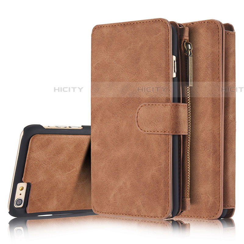 Custodia Portafoglio In Pelle Cover con Supporto T02 per Apple iPhone 6 Plus Arancione