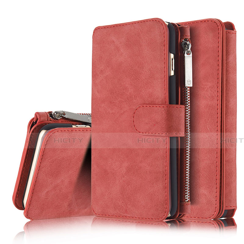 Custodia Portafoglio In Pelle Cover con Supporto T02 per Apple iPhone 6S Plus Rosso