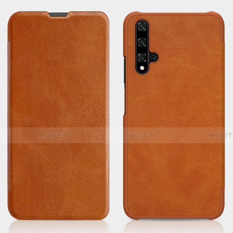 Custodia Portafoglio In Pelle Cover con Supporto T02 per Huawei Honor 20S Arancione