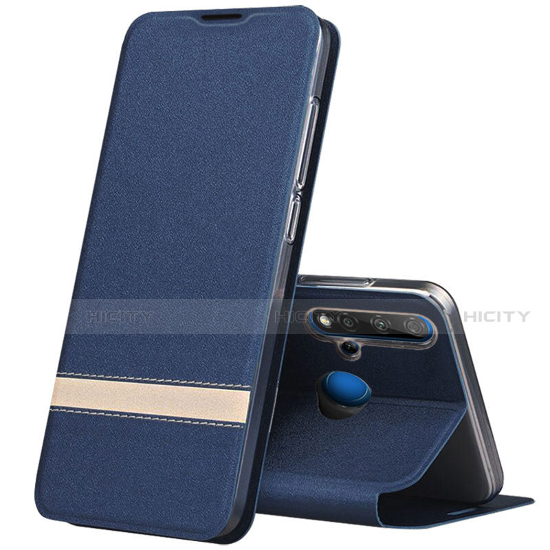 Custodia Portafoglio In Pelle Cover con Supporto T02 per Huawei Nova 5i Blu