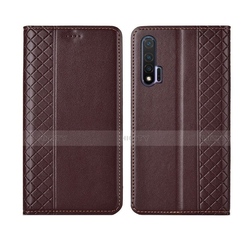 Custodia Portafoglio In Pelle Cover con Supporto T02 per Huawei Nova 6 5G Marrone