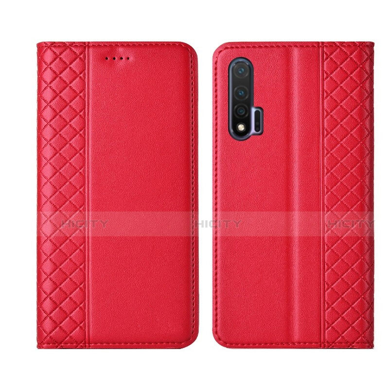 Custodia Portafoglio In Pelle Cover con Supporto T02 per Huawei Nova 6 Rosso