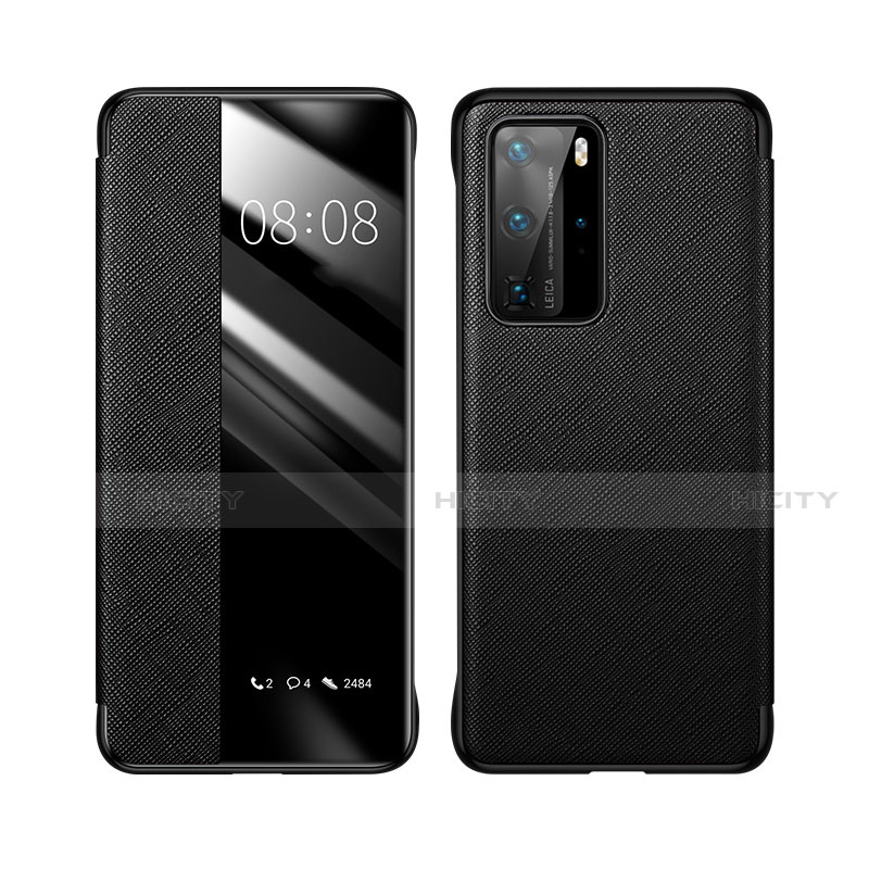 Custodia Portafoglio In Pelle Cover con Supporto T02 per Huawei P40 Pro Nero