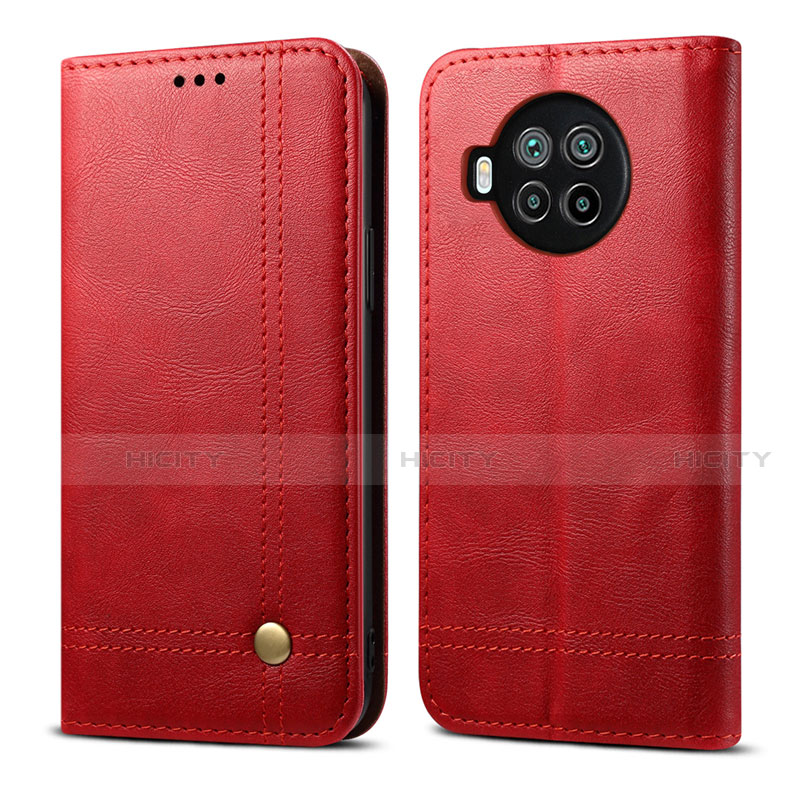 Custodia Portafoglio In Pelle Cover con Supporto T02 per Xiaomi Mi 10i 5G Rosso