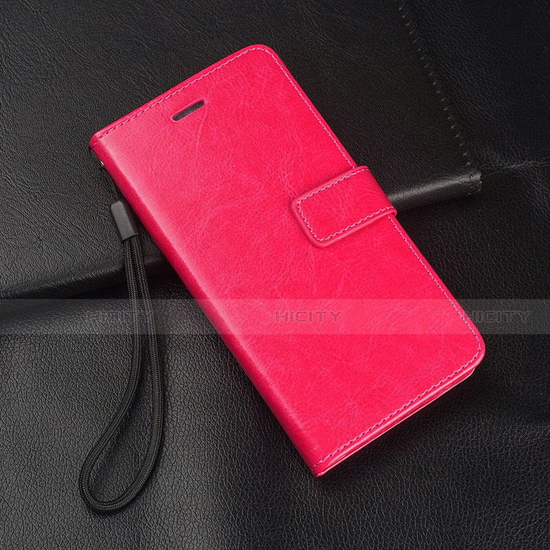 Custodia Portafoglio In Pelle Cover con Supporto T02 per Xiaomi Redmi Note 8 Pro Rosa Caldo