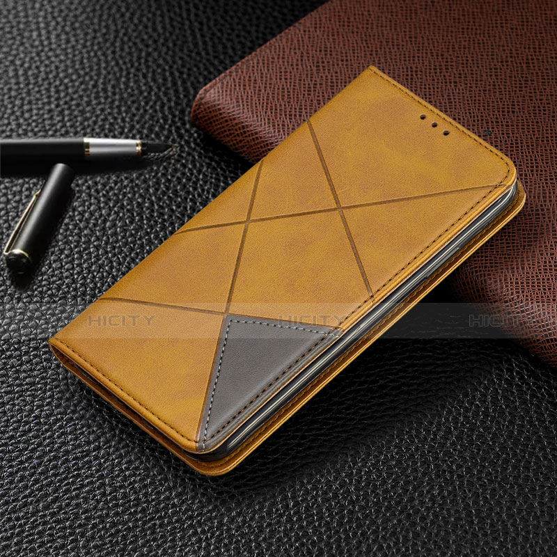 Custodia Portafoglio In Pelle Cover con Supporto T02 per Xiaomi Redmi Note 9S Arancione