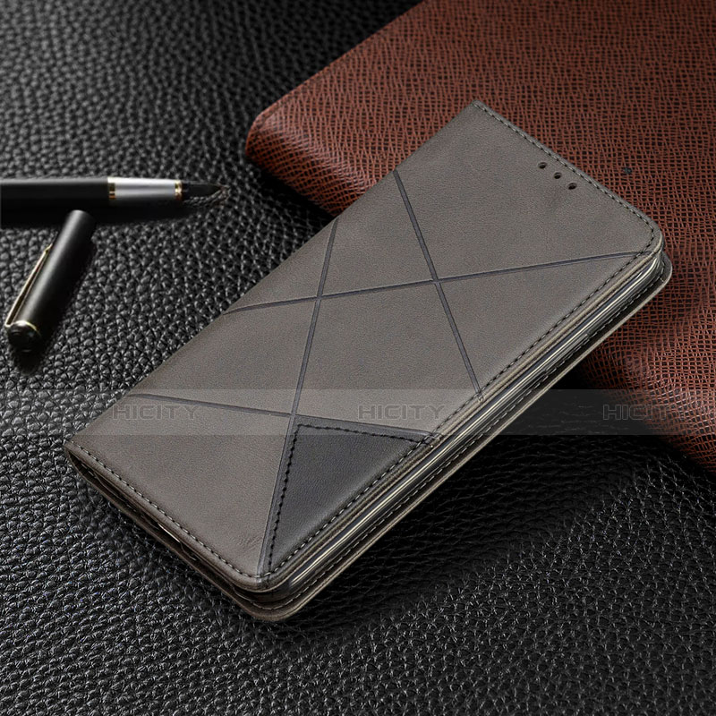 Custodia Portafoglio In Pelle Cover con Supporto T02 per Xiaomi Redmi Note 9S Grigio