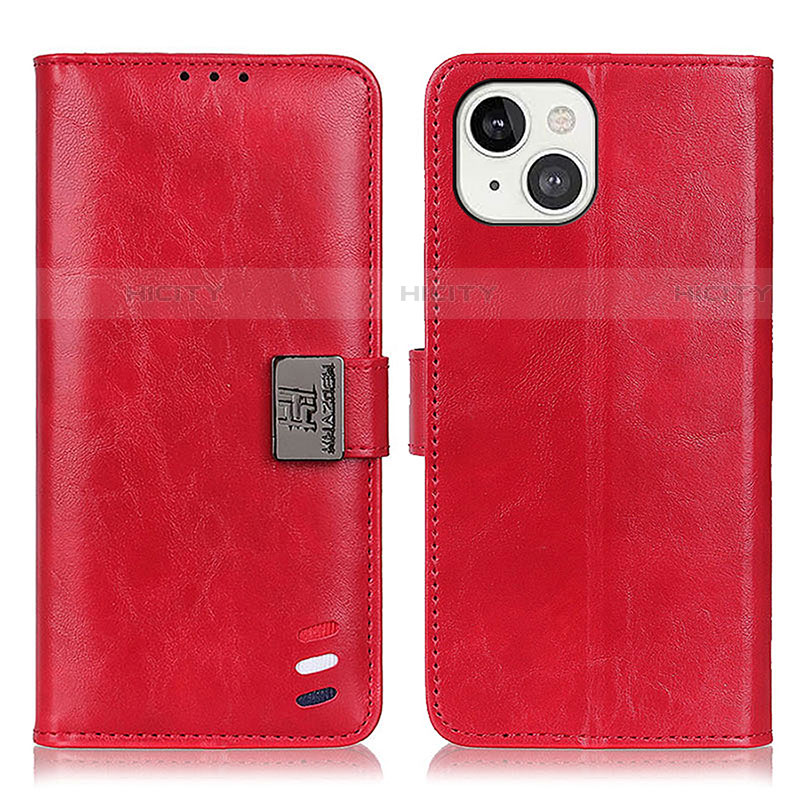 Custodia Portafoglio In Pelle Cover con Supporto T03 per Apple iPhone 13 Rosso