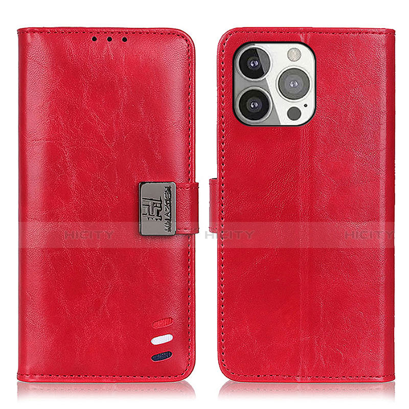 Custodia Portafoglio In Pelle Cover con Supporto T03 per Apple iPhone 14 Pro Rosso